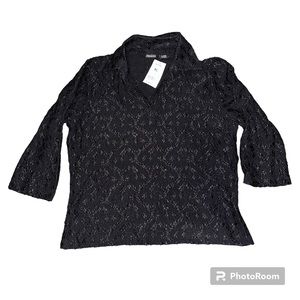 Assoluto NWT XL women’s black top 3/4 length sleeve